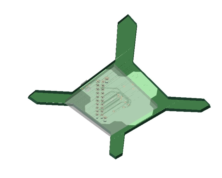 An Allegro board read from a Fabmaster export, rendered in the viewer's 3D tab